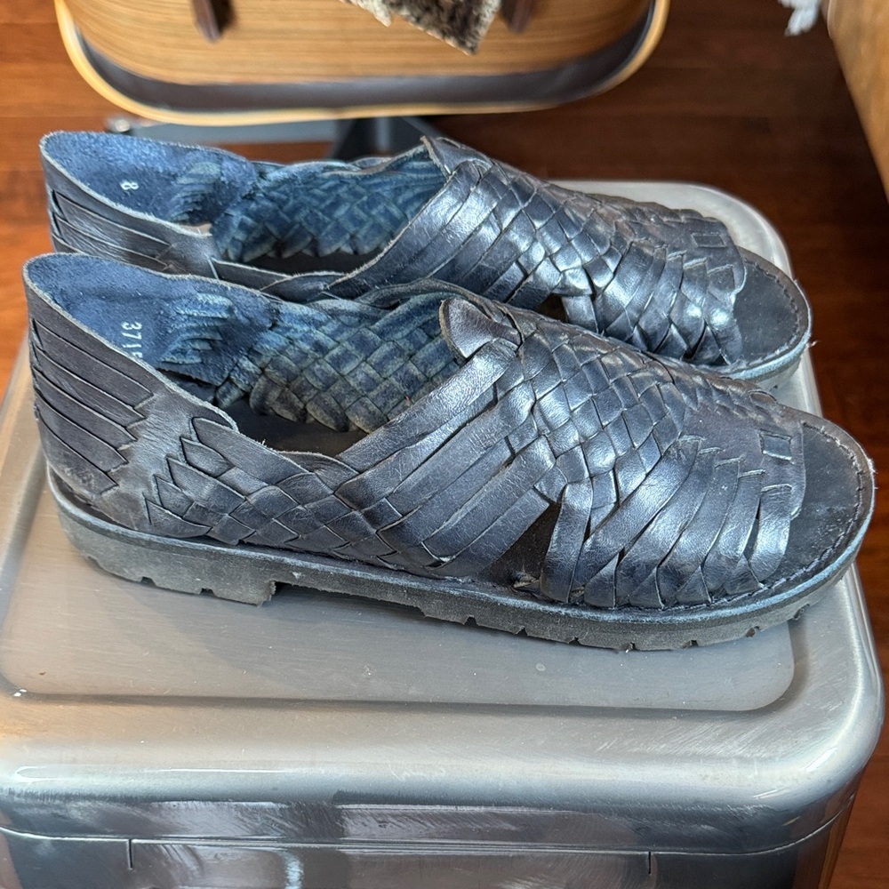 Brand X Black Leather Huaraches Sandals - Picture 5 of 9